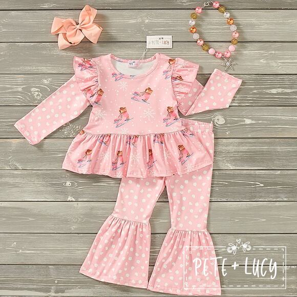 PETE + LUCY Pink Ice Princess Snowflake 2 Piece Pant Set 6/6X NEW Winter - Picture 1 of 8